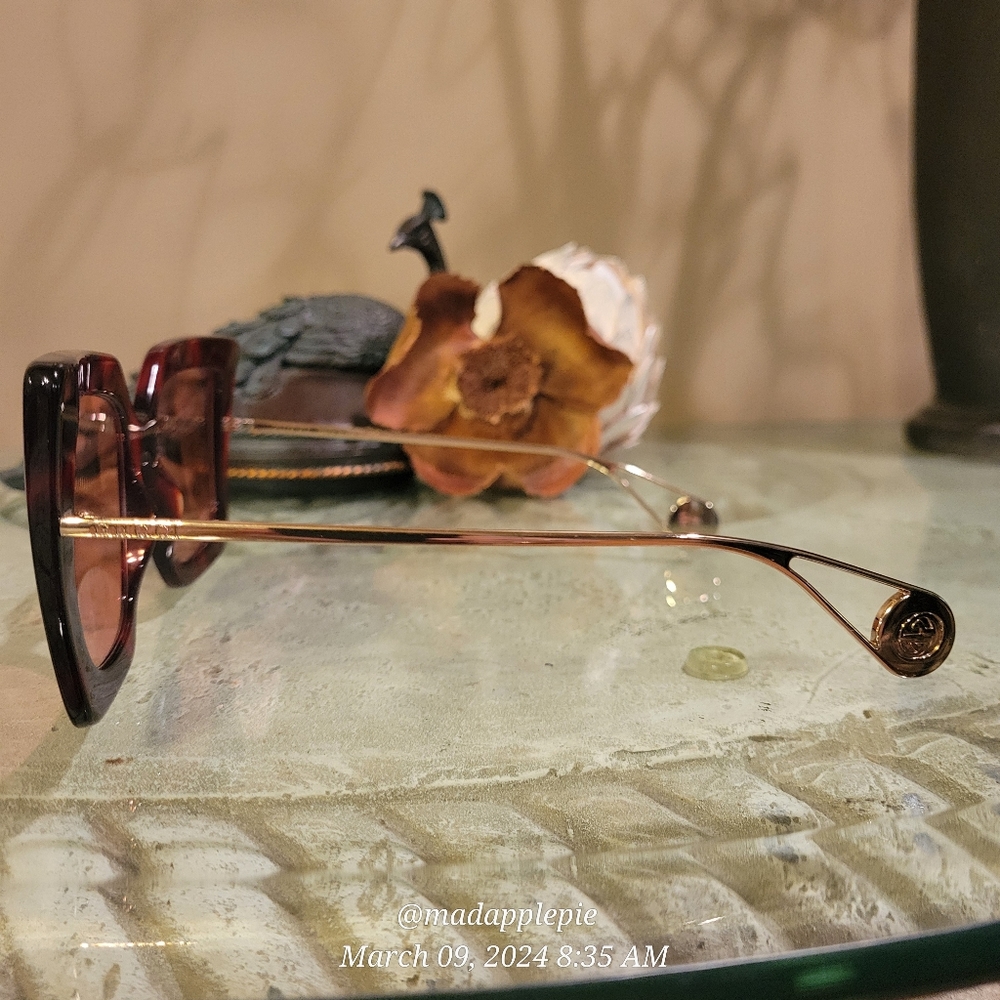 Gucci Oversized Square Havanah Pink Butterfly Sunnglases GG0453 Luxury #53 - Picture 10 of 17